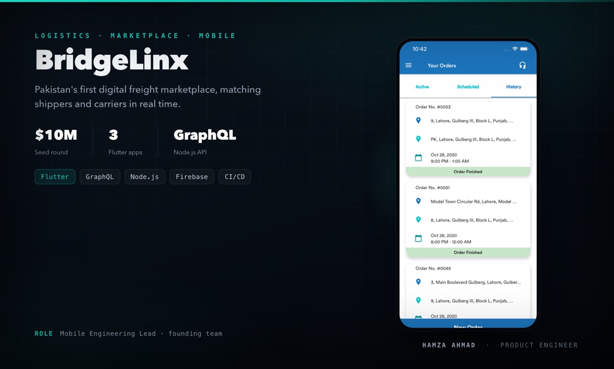 BridgeLinx Technologies — Mobile App · Logistics · FinTech built by K-Mavericks