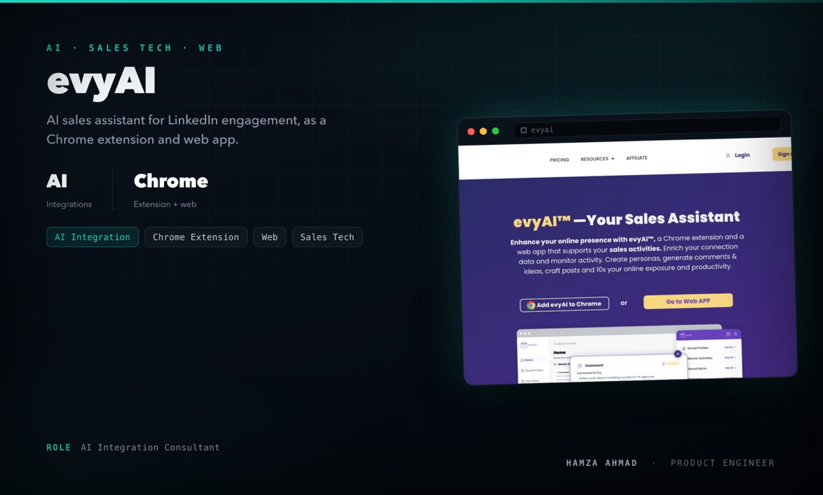 evyAI — Web App · Chrome Extension · AI built by K-Mavericks
